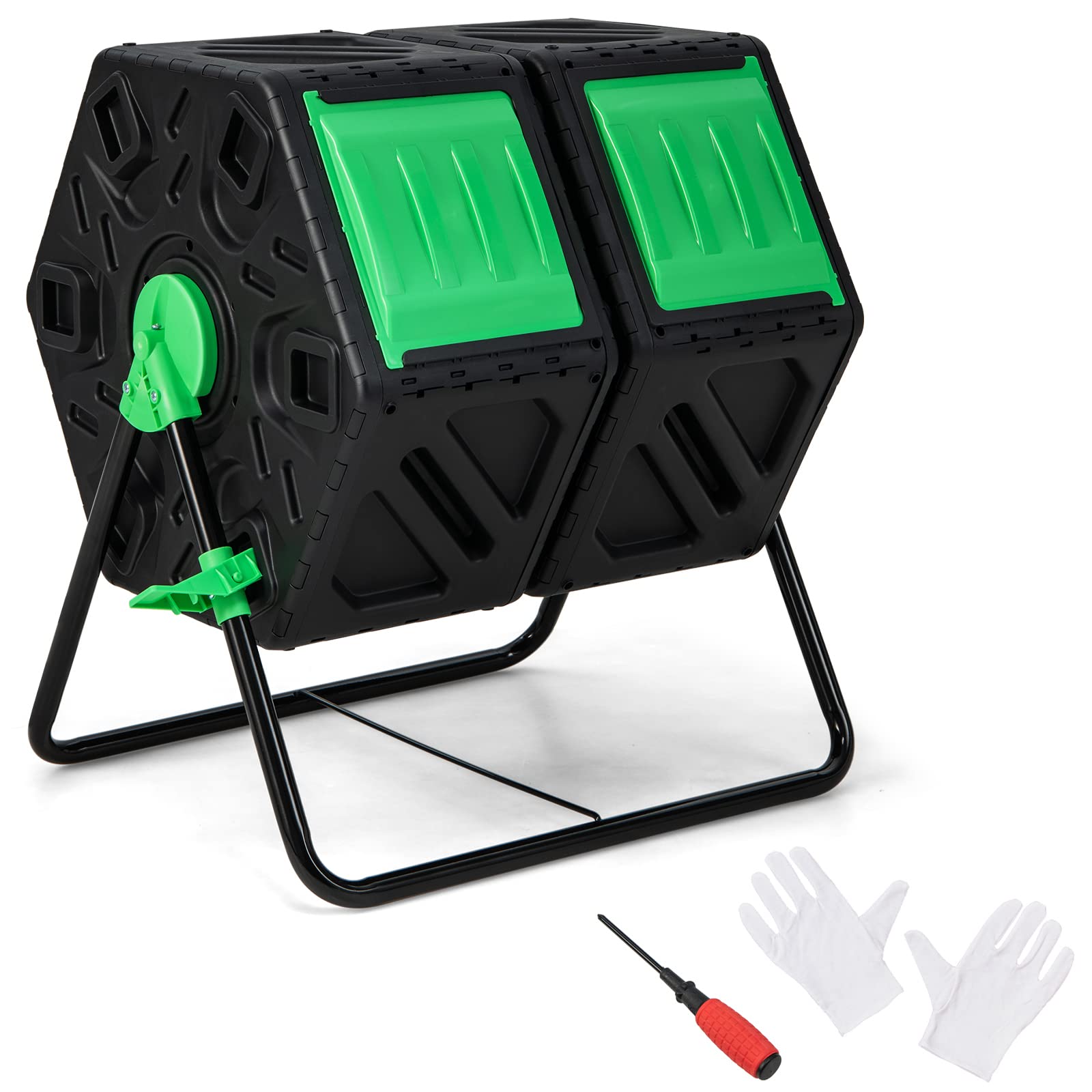 COSTWAY 130L Dual Chamber Tumbling Composter (outdoor garden)
