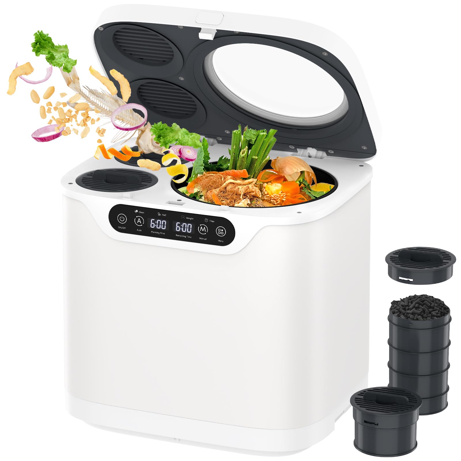MoraRise 4L Electric Kitchen Composter, White